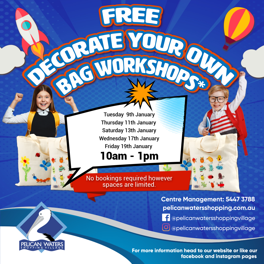 FREE Decorate Your Own Bag Workshops these school holidays!